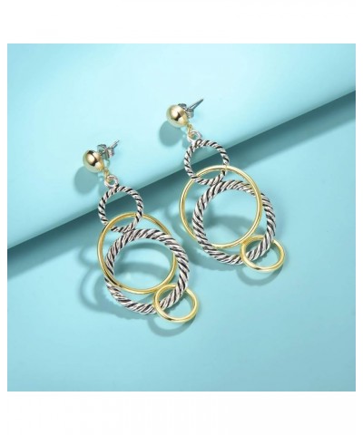 UNY Dangle Earring Designer Brand Inspired Jewelry Multi Hoops Twisted Cable Wire 2 Tone Christmas Gift Multi Hoops $10.08 Ea...