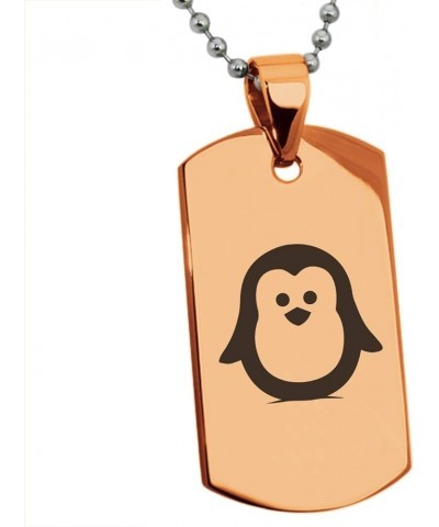 Stainless Steel Penguin Icon Dog Tag Pendant Necklace Rose Gold $12.99 Necklaces