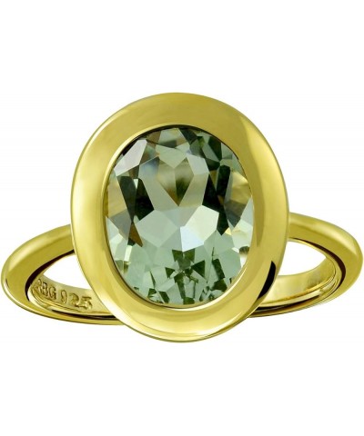 Sterling Silver 925 Ring Genuine Gemstone Oval 10x8 mm with Rhodium-Plated Finish, Bezel-Setting Green Amethyst $29.25 Rings