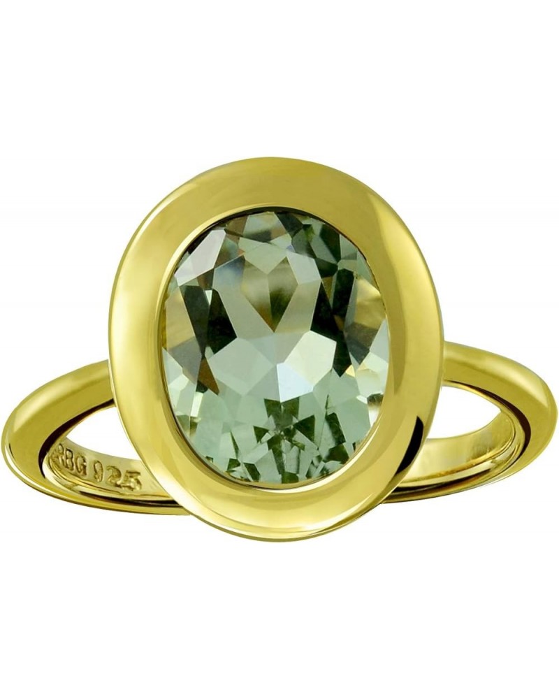 Sterling Silver 925 Ring Genuine Gemstone Oval 10x8 mm with Rhodium-Plated Finish, Bezel-Setting Green Amethyst $29.25 Rings