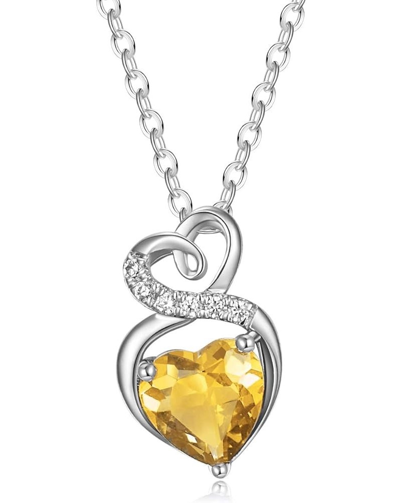 Birthstone Necklace for Women Sterling Silver Heart Necklace Dainty Fine Jewelry for Women 16"+2" extender Nov.Citrine $28.04...