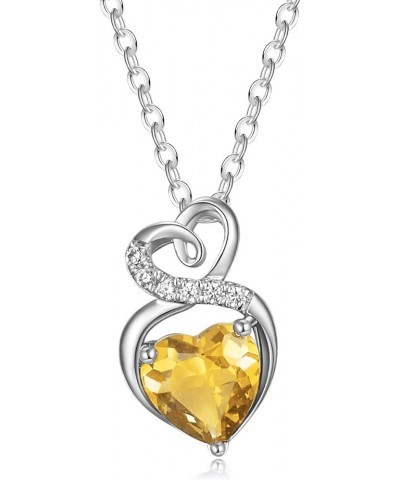 Birthstone Necklace for Women Sterling Silver Heart Necklace Dainty Fine Jewelry for Women 16"+2" extender Nov.Citrine $28.04...