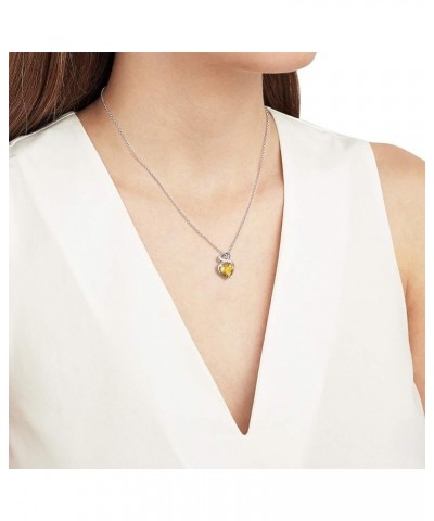 Birthstone Necklace for Women Sterling Silver Heart Necklace Dainty Fine Jewelry for Women 16"+2" extender Nov.Citrine $28.04...