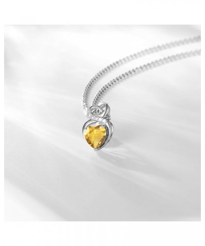 Birthstone Necklace for Women Sterling Silver Heart Necklace Dainty Fine Jewelry for Women 16"+2" extender Nov.Citrine $28.04...