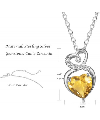 Birthstone Necklace for Women Sterling Silver Heart Necklace Dainty Fine Jewelry for Women 16"+2" extender Nov.Citrine $28.04...