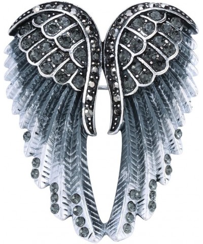 Women's Guardian Angel Wings Pin Brooches & Pendants 2-in-1 - Women Girls Biker Jewelry - 2 inch Grey $9.50 Brooches & Pins