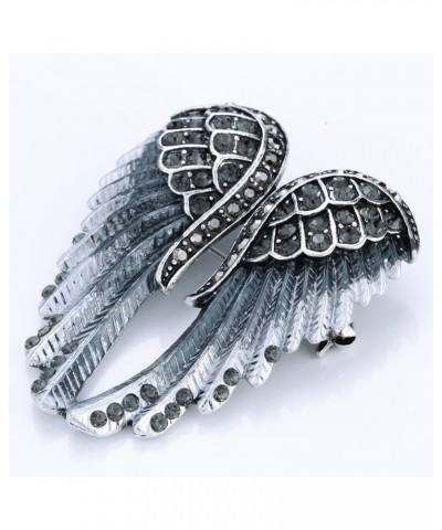 Women's Guardian Angel Wings Pin Brooches & Pendants 2-in-1 - Women Girls Biker Jewelry - 2 inch Grey $9.50 Brooches & Pins