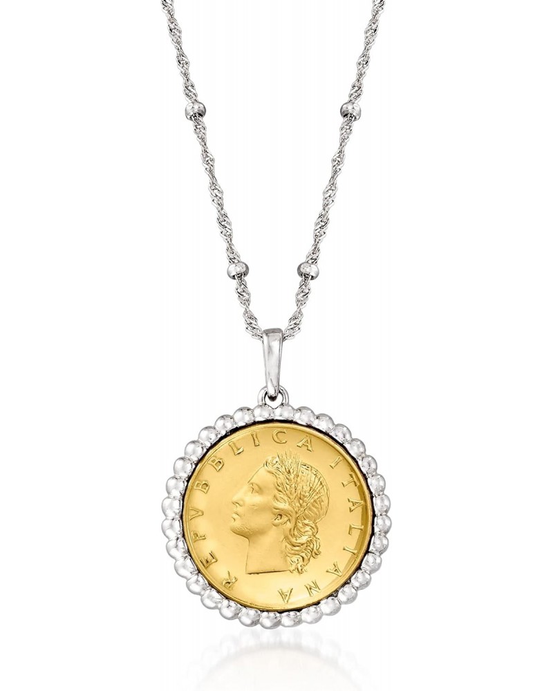 Italian Genuine 20-Lira Coin Pendant Necklace in Sterling Silver. 18 inches $51.70 Necklaces