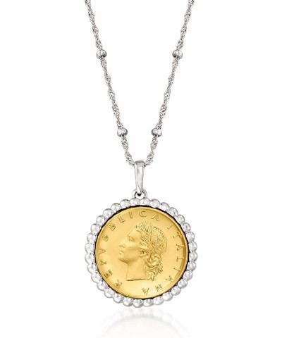 Italian Genuine 20-Lira Coin Pendant Necklace in Sterling Silver. 18 inches $51.70 Necklaces