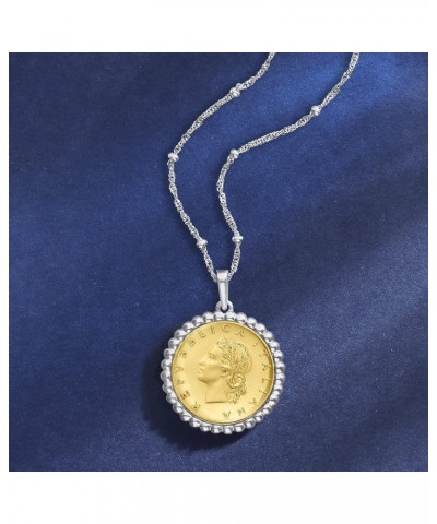 Italian Genuine 20-Lira Coin Pendant Necklace in Sterling Silver. 18 inches $51.70 Necklaces