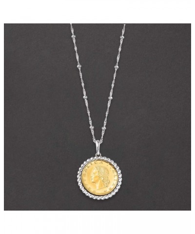 Italian Genuine 20-Lira Coin Pendant Necklace in Sterling Silver. 18 inches $51.70 Necklaces