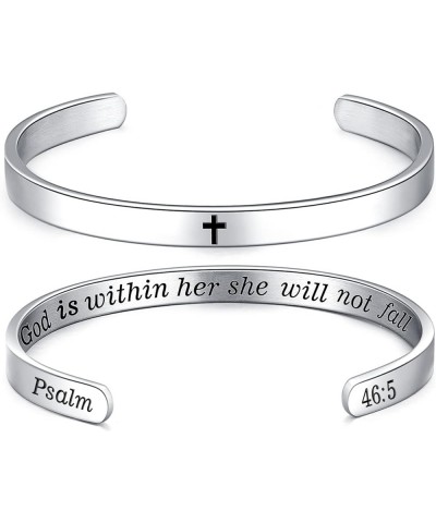 Inspirational Cuff Bracelet Bangle for Women Christian Bible Verse Bracelet Prayer Faith Religious Stainless Steel Bangle Gif...