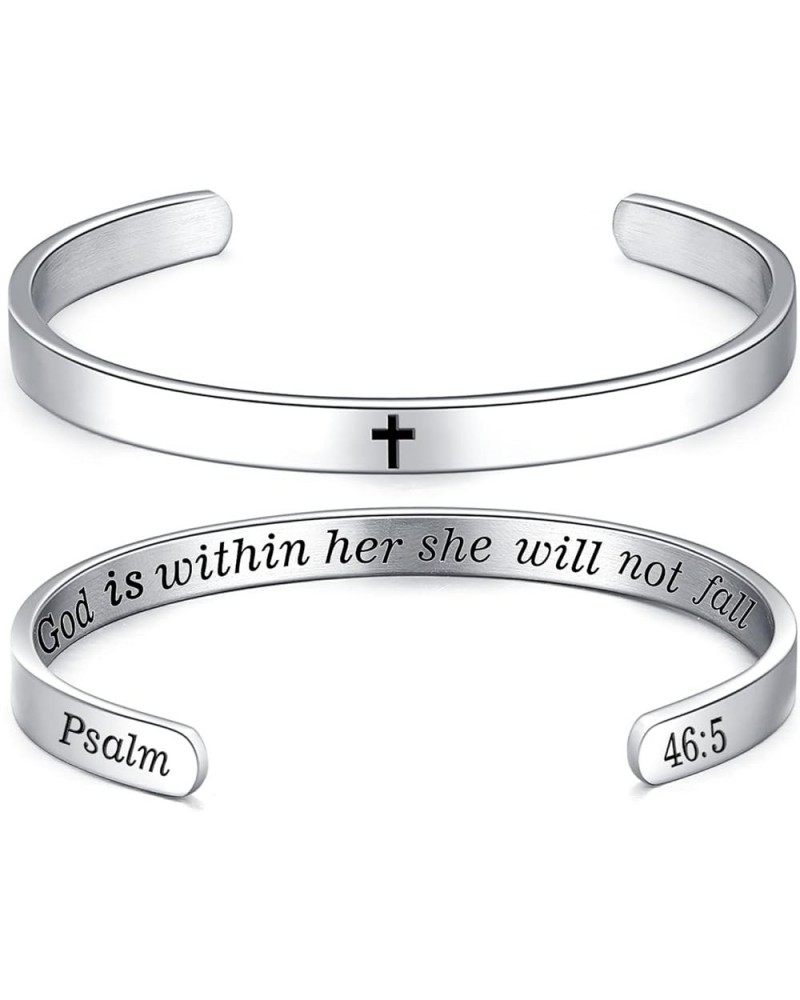 Inspirational Cuff Bracelet Bangle for Women Christian Bible Verse Bracelet Prayer Faith Religious Stainless Steel Bangle Gif...