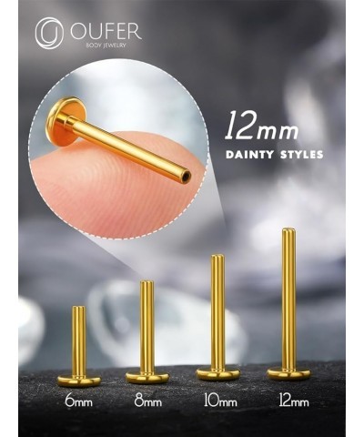 Earring Studs, G23 Solid Titanium 16G Push in Replacement Bar, Flat Back Gold Cartilage Helix Tragus Conch Lobe Lip Piercing ...