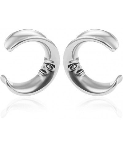 2PCS Cool Moon Opening Hypoallergenic Stainless Steel 0g 2g Plugs Ear Gauges Tunnels Piercing Expander Stretchers Fashion Bod...