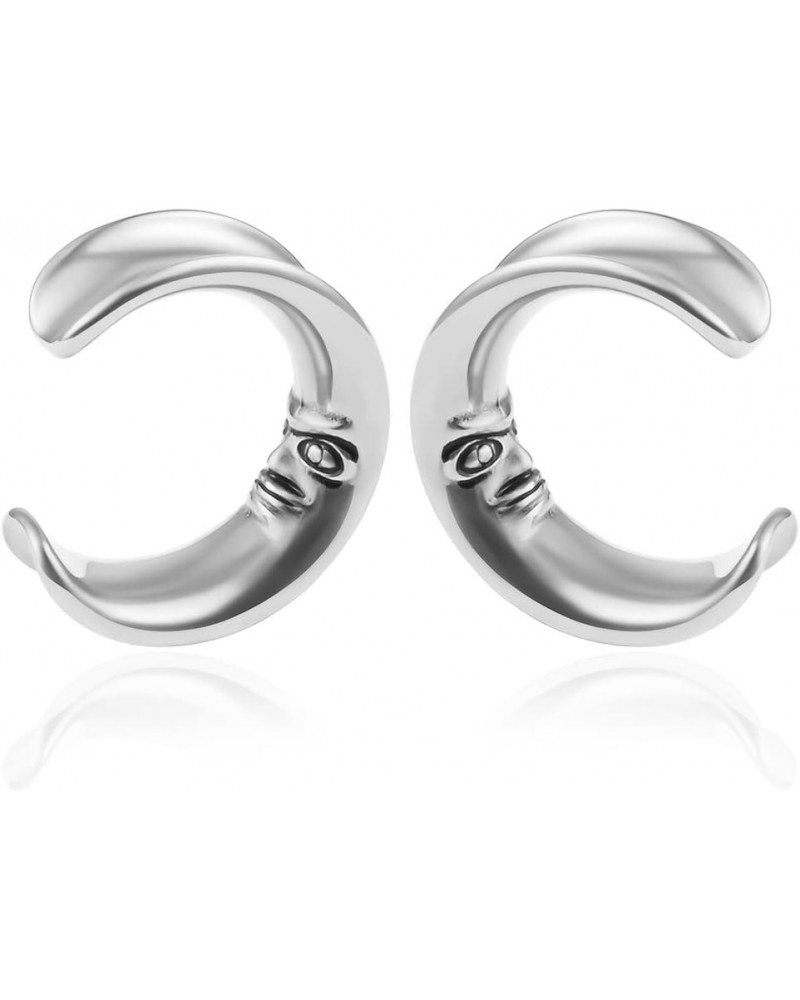 2PCS Cool Moon Opening Hypoallergenic Stainless Steel 0g 2g Plugs Ear Gauges Tunnels Piercing Expander Stretchers Fashion Bod...