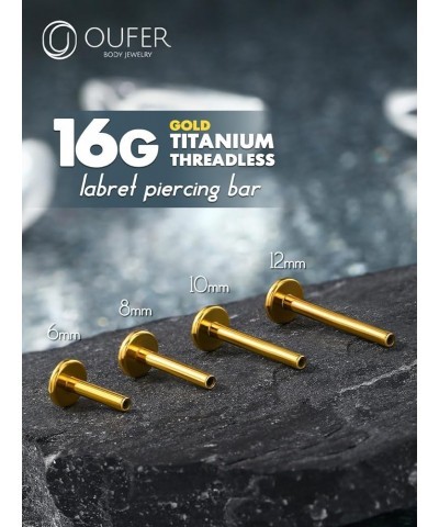 Earring Studs, G23 Solid Titanium 16G Push in Replacement Bar, Flat Back Gold Cartilage Helix Tragus Conch Lobe Lip Piercing ...