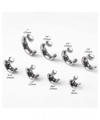 2PCS Cool Moon Opening Hypoallergenic Stainless Steel 0g 2g Plugs Ear Gauges Tunnels Piercing Expander Stretchers Fashion Bod...