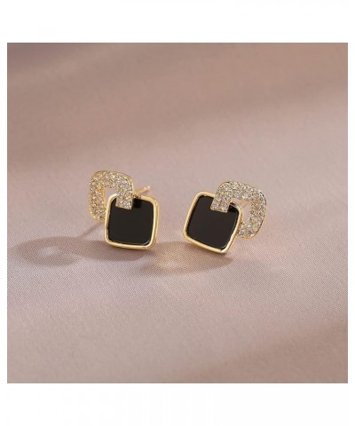 925 Women's Gold Pendant Earrings Fashion Retro Pearl Butterfly Earrings Small and Cute Women's Gift Golden square $15.30 Ear...