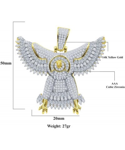 Real Genuine Authentic Sterling Silver 2.75 Ctw. Simulated Diamond 14K Gold Finish Flying Wings Eagle CEO Charm Pendant +Free...