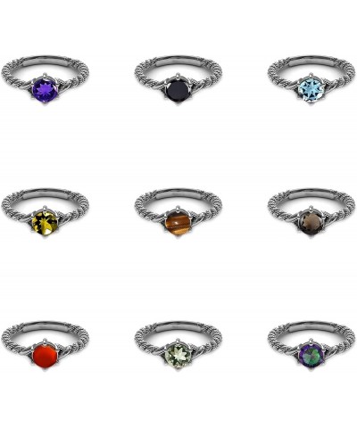 Choose Your Color 925 Sterling Silver Gemstone Antique Ring Art Deco Solitaire Bride Engagement Ring for Women Birthstone Fas...