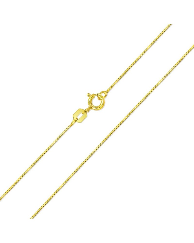 Basic Simple 3MM Thin 019 Gauge Nickel-Free Gold Plated .925 Sterling Silver Box Chain Necklace For Women Teen 16 18 20 24 In...