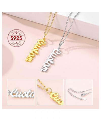 Name Necklace Personalized Sterling Silver 925/Stainless Steel Gold Plated,Custom Nameplate Necklaces Chain 16"+2" Choker Cus...