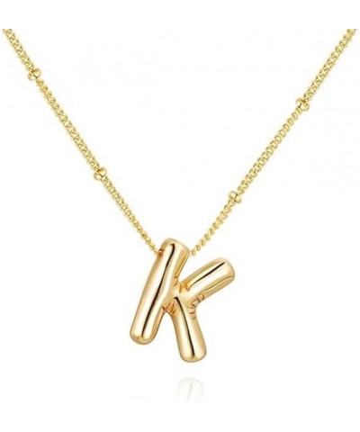 Bubble Letter Necklace Gold for Women, 14K Gold Plated Balloon Letter Necklace Chunky Bubble Initial Alphabet Pendant Chain N...