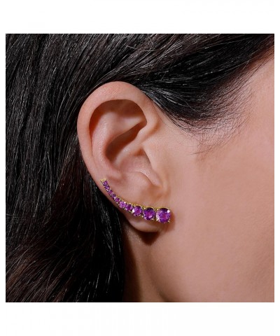 4.20 ct. t.w. Amethyst Ear Climbers in 18kt Gold Over Sterling $36.40 Earrings