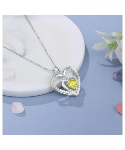 Necklaces for Women Love Heart Pendant with Birthstone Crystals Jewelry Gifts for Mother Mom S925 Sterling Silver Birthstone ...