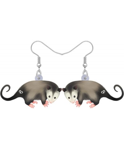 Acrylic Adorable Possum Earrings Dangle Charms Opossum Jewelry for Women Girls Possum Gifts Fossil $6.75 Earrings