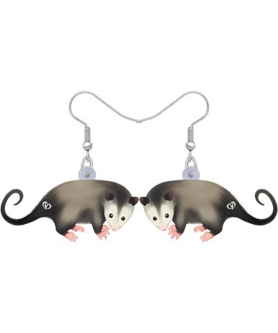 Acrylic Adorable Possum Earrings Dangle Charms Opossum Jewelry for Women Girls Possum Gifts Fossil $6.75 Earrings