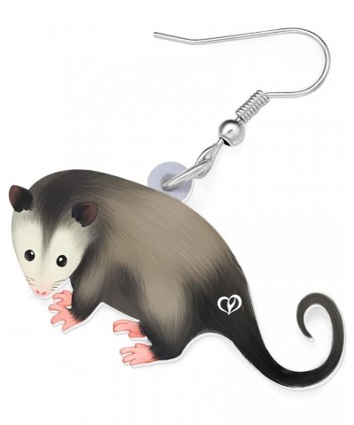 Acrylic Adorable Possum Earrings Dangle Charms Opossum Jewelry for Women Girls Possum Gifts Fossil $6.75 Earrings