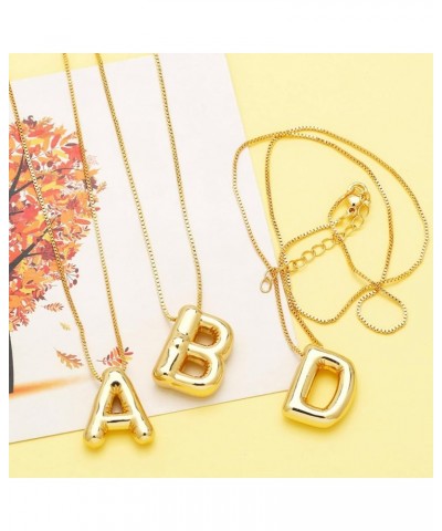 Bubble Letter Necklace Gold for Women, 18k Gold Plated Dainty Bubble Balloon Initial Necklace Puffy Name Initial Alphabet Pen...