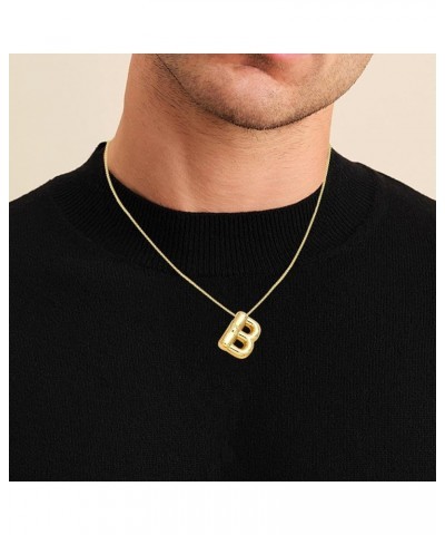 Bubble Letter Necklace Gold for Women, 18k Gold Plated Dainty Bubble Balloon Initial Necklace Puffy Name Initial Alphabet Pen...