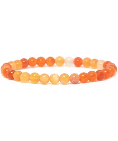 Gem Semi Precious Gemstone 6mm Round Beads Stretch Bracelet 6.5 Inch Unisex Red Orange Agate $12.97 Bracelets