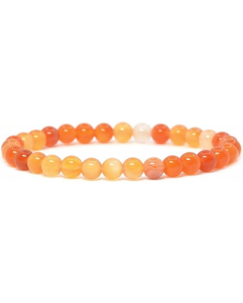 Gem Semi Precious Gemstone 6mm Round Beads Stretch Bracelet 6.5 Inch Unisex Red Orange Agate $12.97 Bracelets