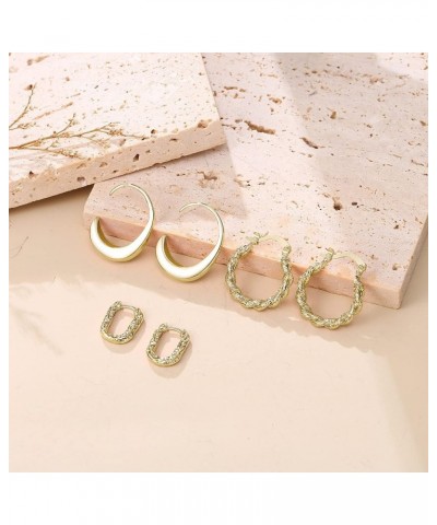 3 Pairs Dainty Gold Hoop Earrings, Huggie Earrings Set, Chunky Hoop Earrings Jewelry Gift Women Girls gold set 2 $6.83 Earrings