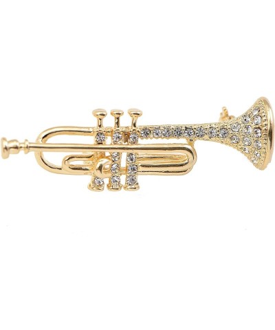 Tiny Jewel Crystal Trumpet Instrument Brooch Pin Gold $8.95 Brooches & Pins