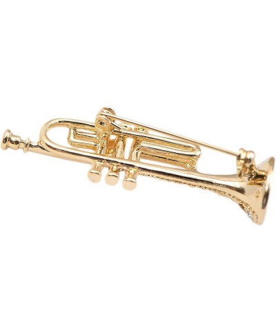 Tiny Jewel Crystal Trumpet Instrument Brooch Pin Gold $8.95 Brooches & Pins