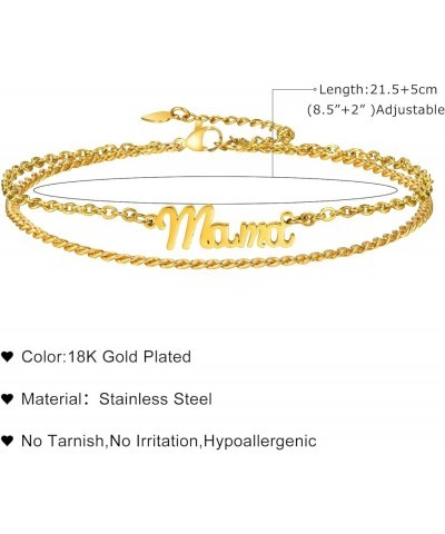 Custom Name Ankle Bracelets for Women - Personalized Nameplated Layered Link Chain Anklet, 18K Gold Plated Stainless Steel Su...