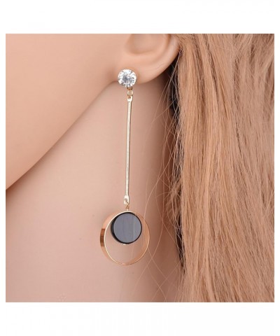 Statement Earrings for Women Girls Fashion Gold Silver Plated Long Asymmetrical Black Triangle Round Geometric Hollow Dangle ...