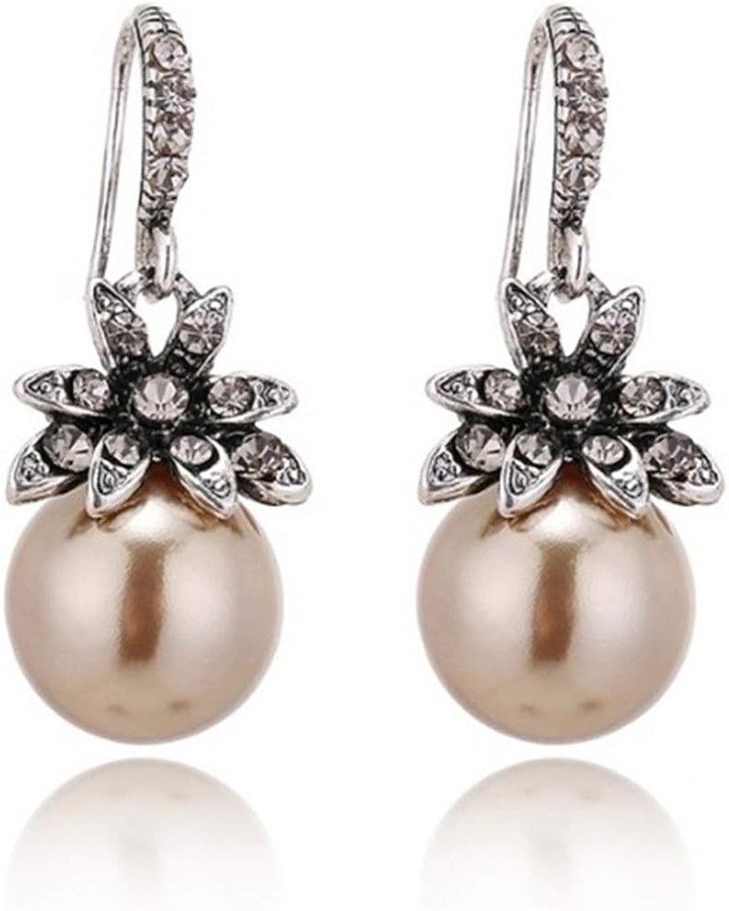 Pendant Sun Flower Earrings Faux Pearl Three Colors Drop Dangle Diamond Eardrop Champagne $3.78 Earrings