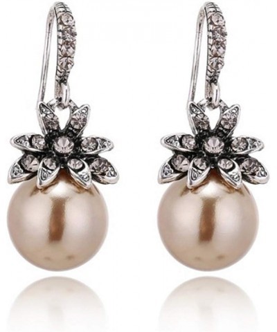 Pendant Sun Flower Earrings Faux Pearl Three Colors Drop Dangle Diamond Eardrop Champagne $3.78 Earrings