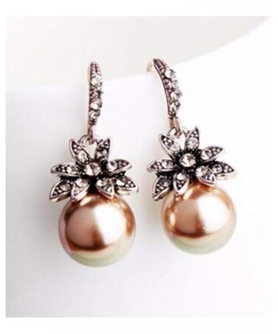 Pendant Sun Flower Earrings Faux Pearl Three Colors Drop Dangle Diamond Eardrop Champagne $3.78 Earrings