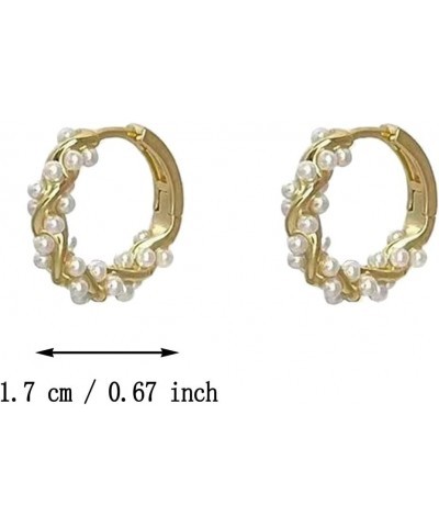 Pearl Hoop Earrings For Women Lightweight Pearl Hoops For Girls Leather for Earrings Gold One Size $7.54 Earrings