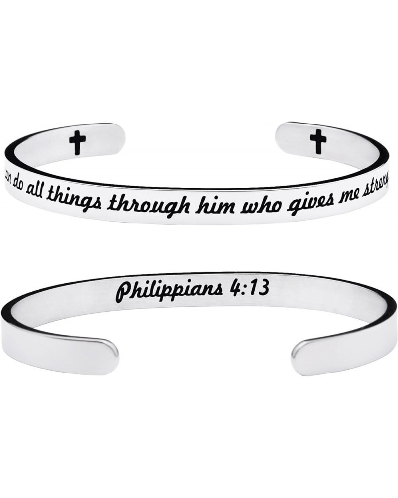 Christian Cuff Bracelet for Women Bible Verse Cross Jewelry Religious Faith Baptism Christmas Birthday Stainless Steel Gifts ...