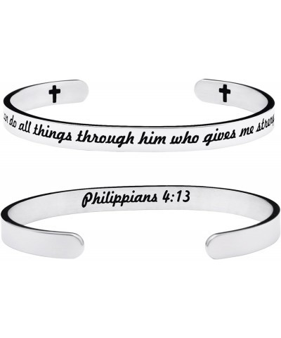 Christian Cuff Bracelet for Women Bible Verse Cross Jewelry Religious Faith Baptism Christmas Birthday Stainless Steel Gifts ...