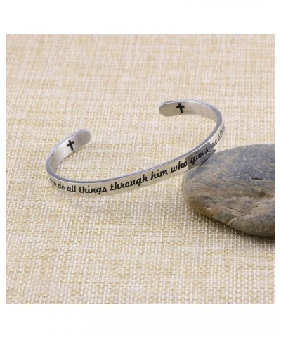 Christian Cuff Bracelet for Women Bible Verse Cross Jewelry Religious Faith Baptism Christmas Birthday Stainless Steel Gifts ...