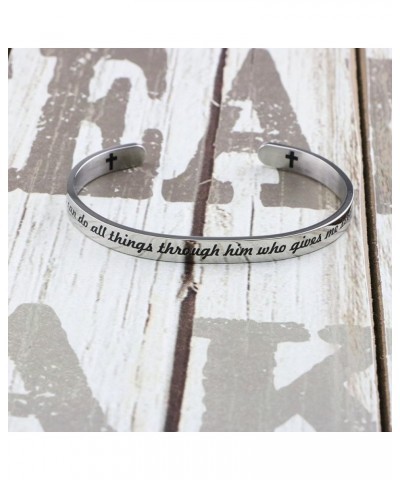 Christian Cuff Bracelet for Women Bible Verse Cross Jewelry Religious Faith Baptism Christmas Birthday Stainless Steel Gifts ...